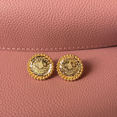 Original Quarter Lira Earrings with Bubbles Frame