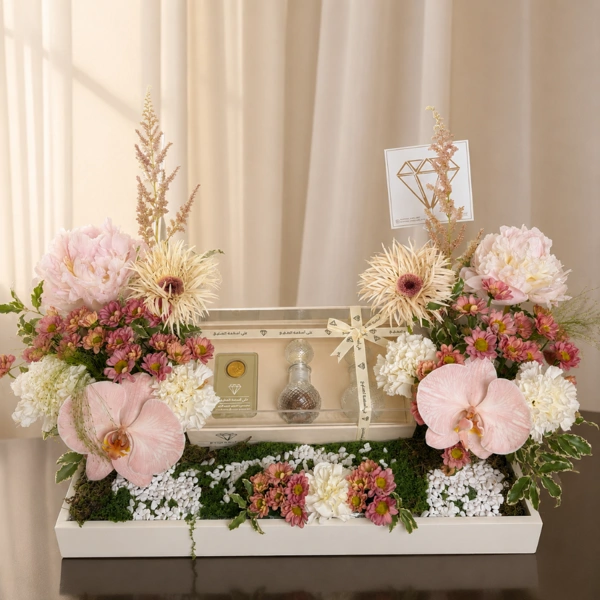 Special flower tray with Lira + Bukhor + misk